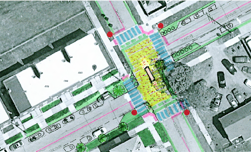 Intersection with markings.
